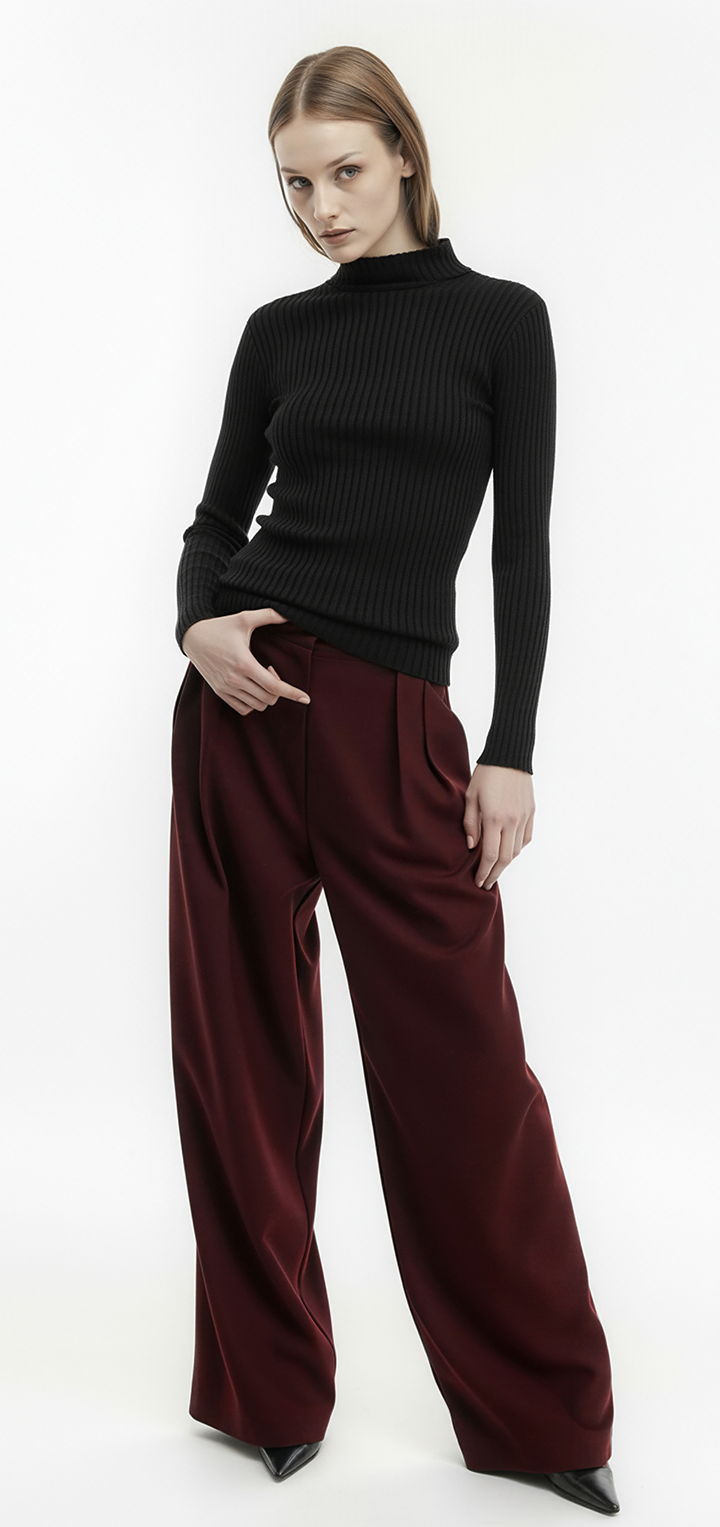 Elena turtleneck knit top- Black