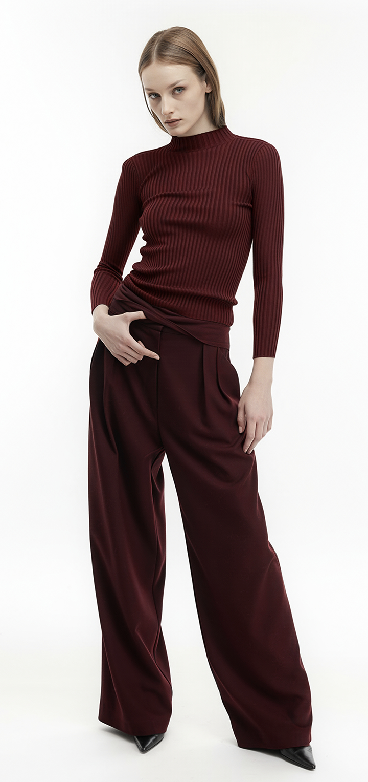 Elena turtleneck knit top- Burgundy