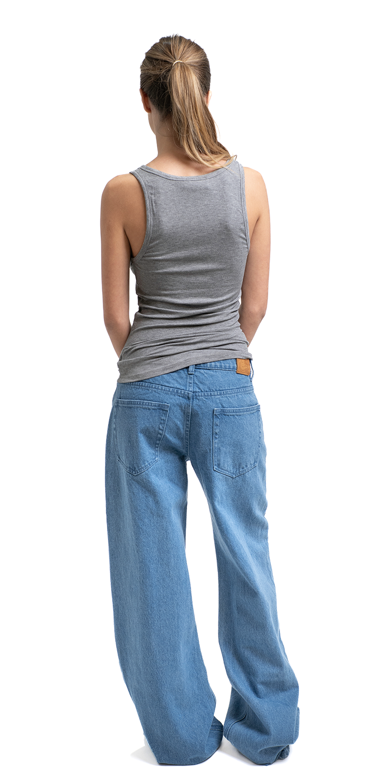 Moa mid waist wide leg denim jeans - Light denim