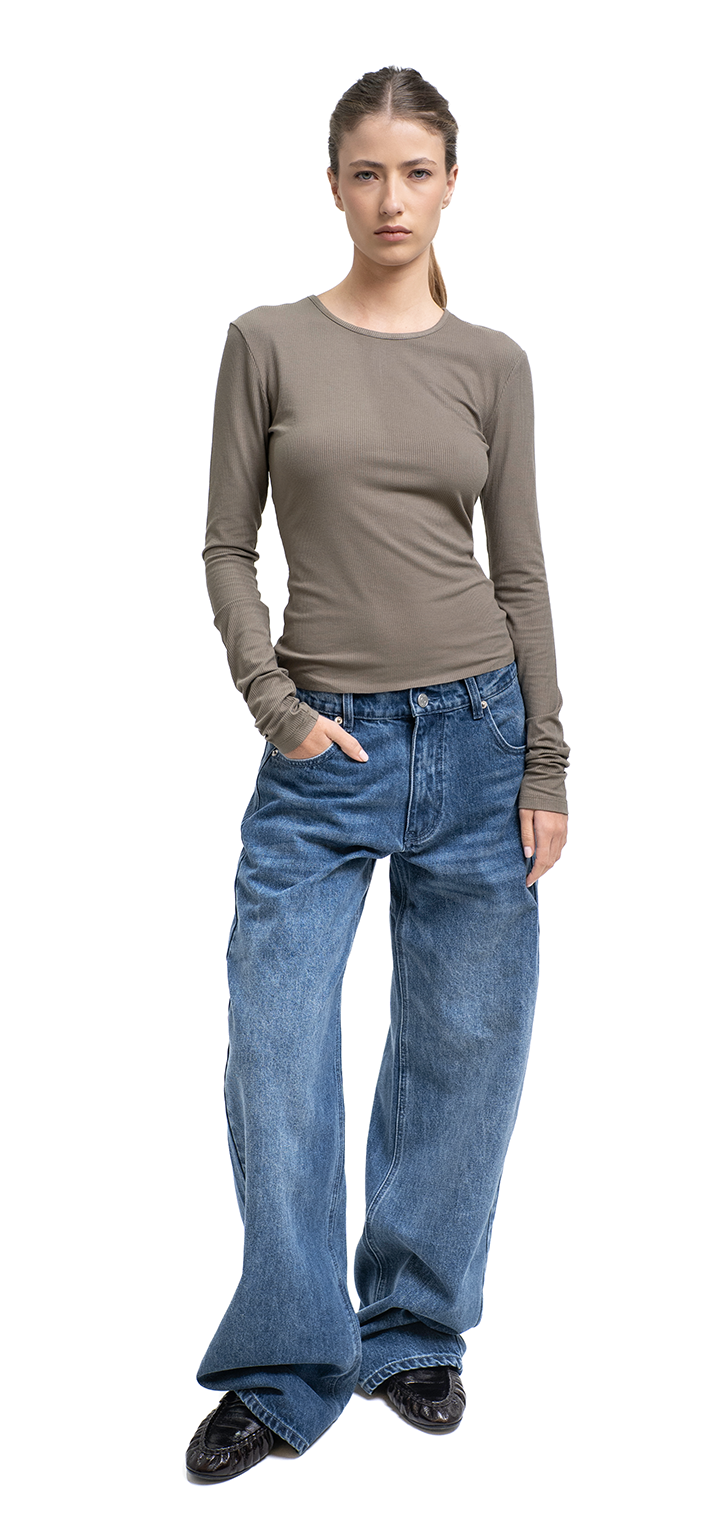 Moa mid waist wide leg denim jeans - Dark denim