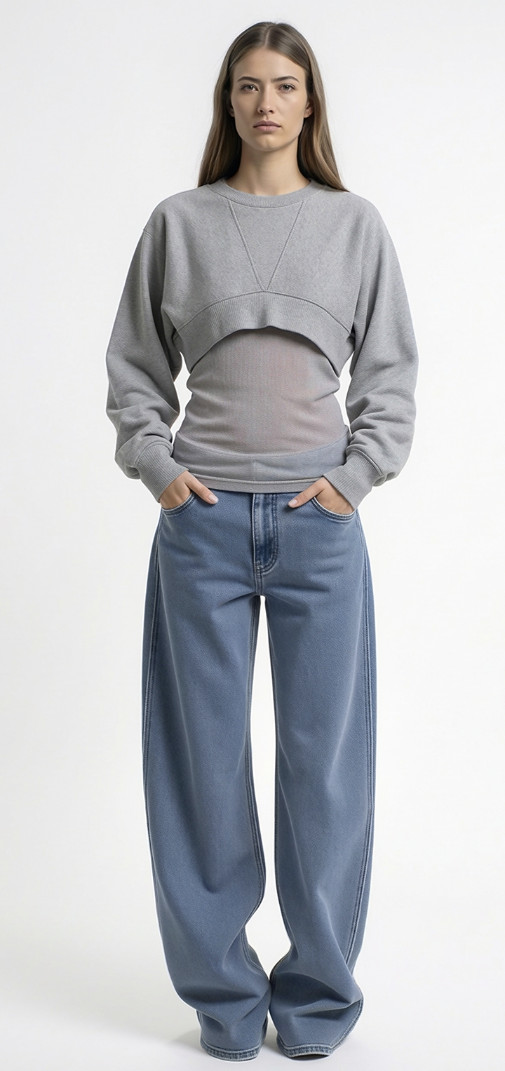 Crop sweatshirt - Light gray