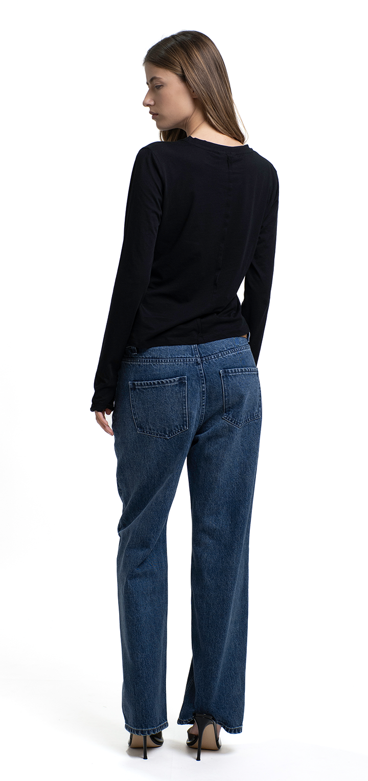 Light cotton long sleeved T shirt - black