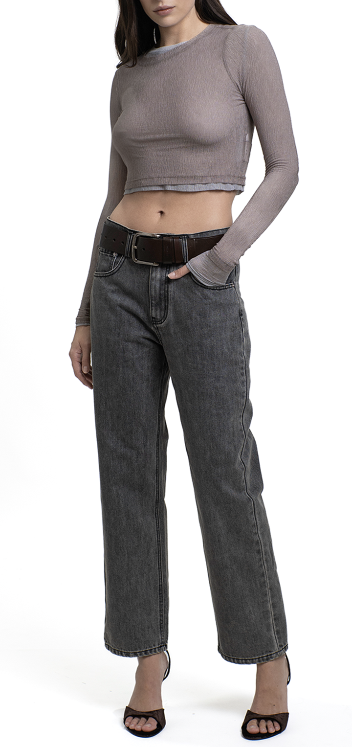 Moa hight waist straight leg jeans - Gray