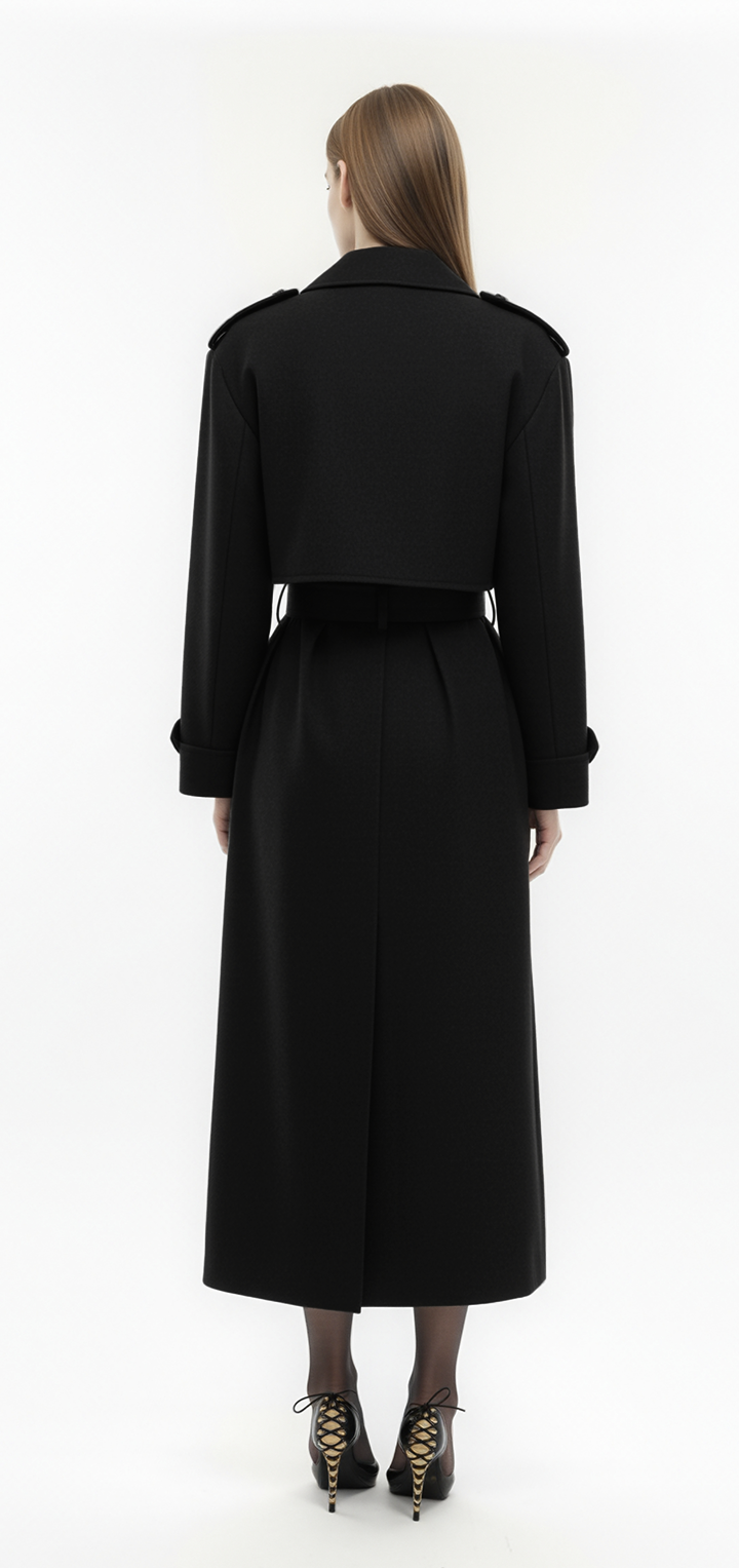 Brooklyn long trench coat- Black