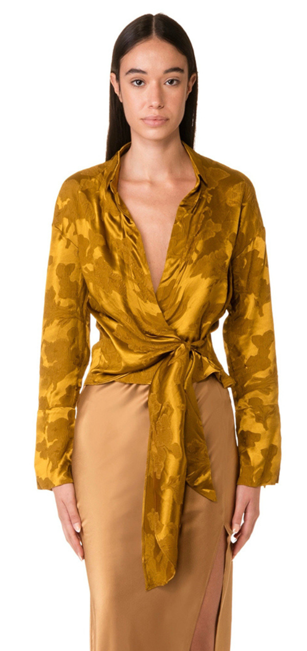 Gisele Top - Gold Jacquard