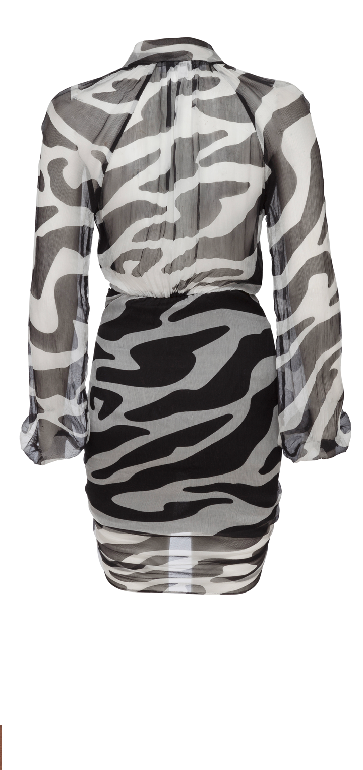 Vera Silk Dress - Printed Zebra Black & White