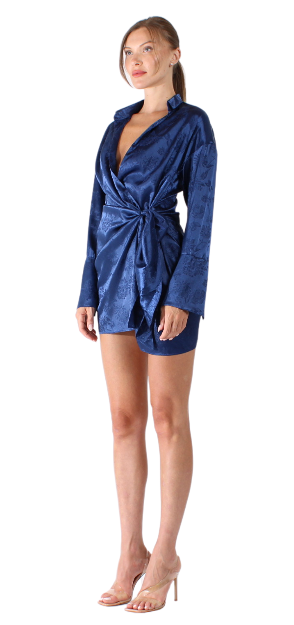 Gisele mini Dress - Blue Jacquard