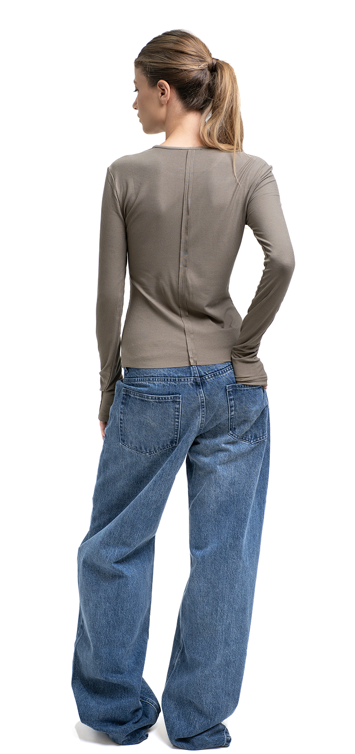 Moa mid waist wide leg denim jeans - Dark denim