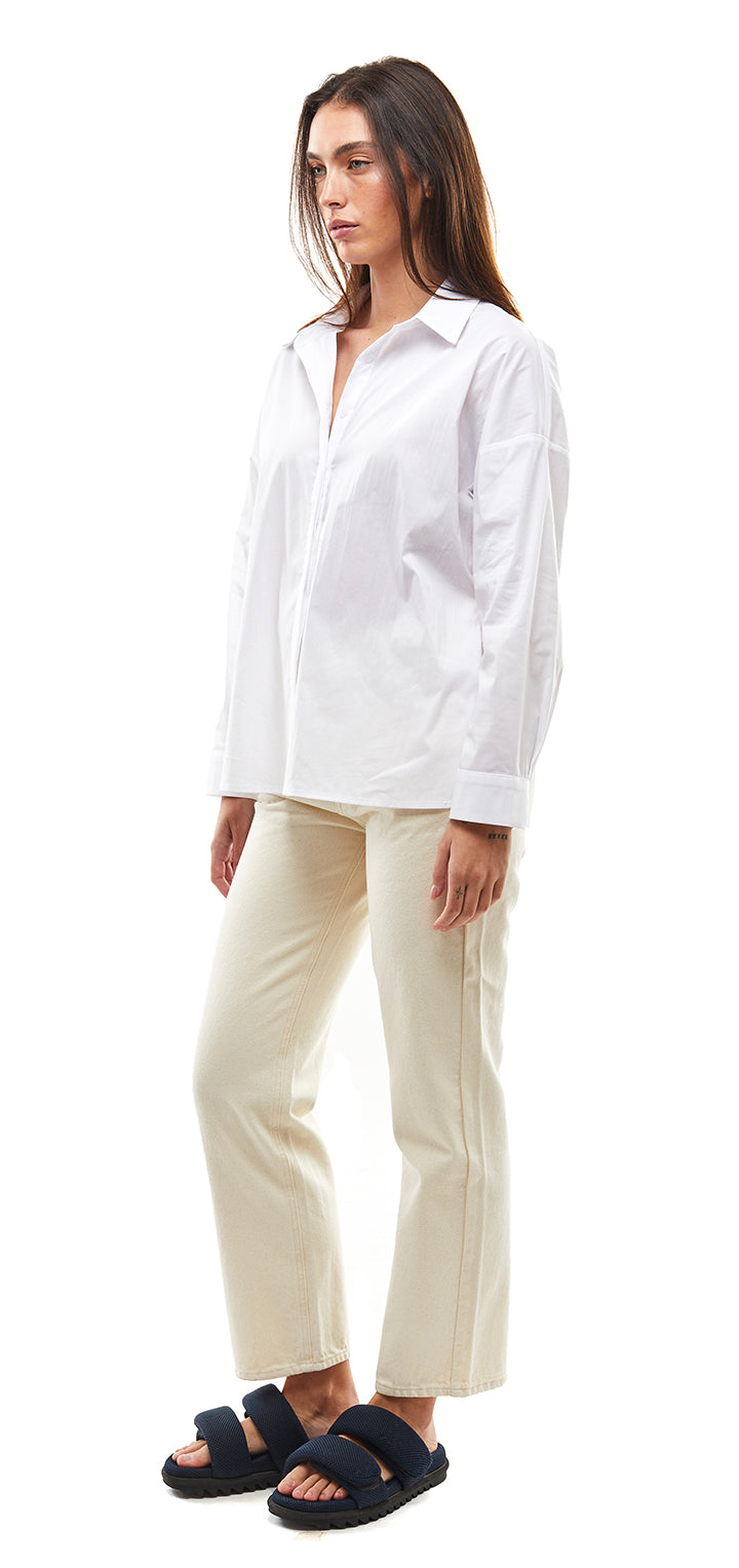 Yoko poplin button shirt- White