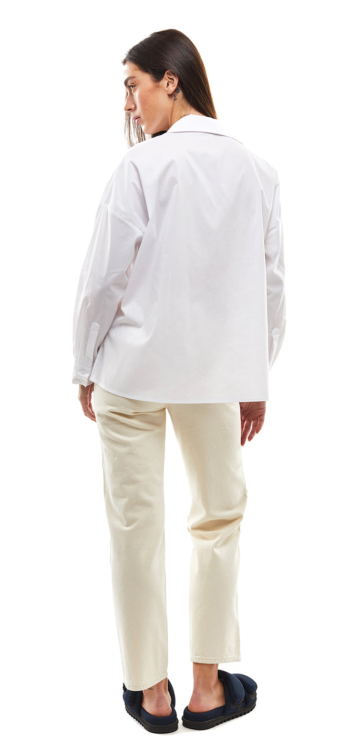 Yoko poplin button shirt- White