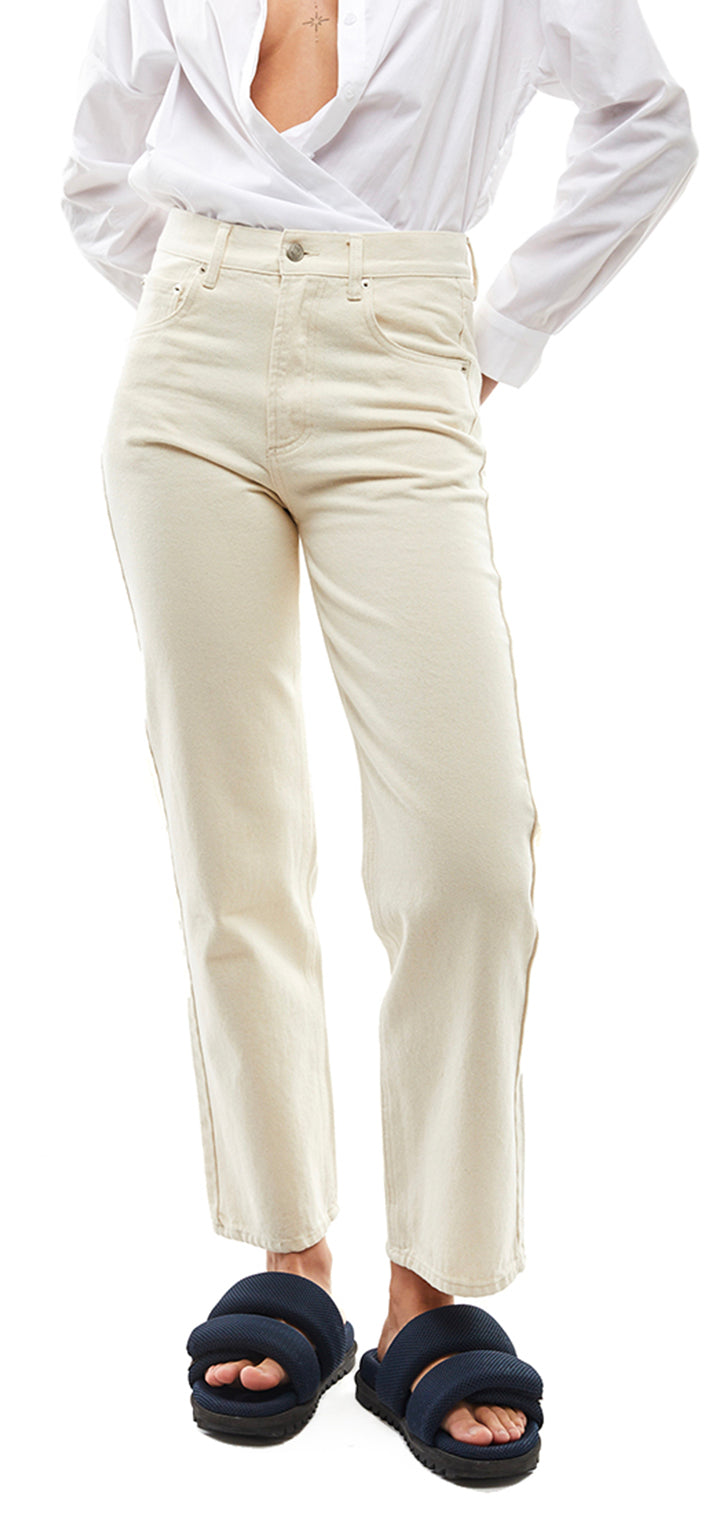 Moa High waist straight leg denim- Beige Denim