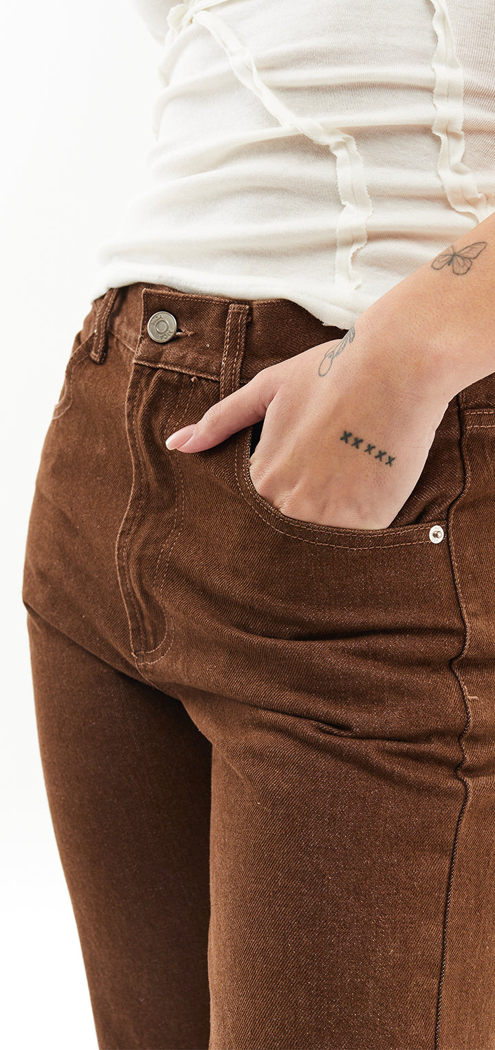 Moa High waist straight leg denim- Brown Denim