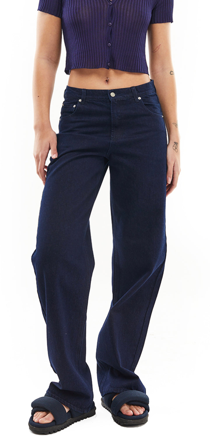 Moa high waist wide leg jeans- Dark Denim