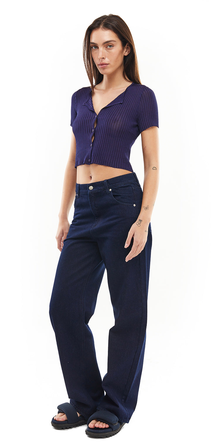 Moa high waist wide leg jeans- Dark Denim