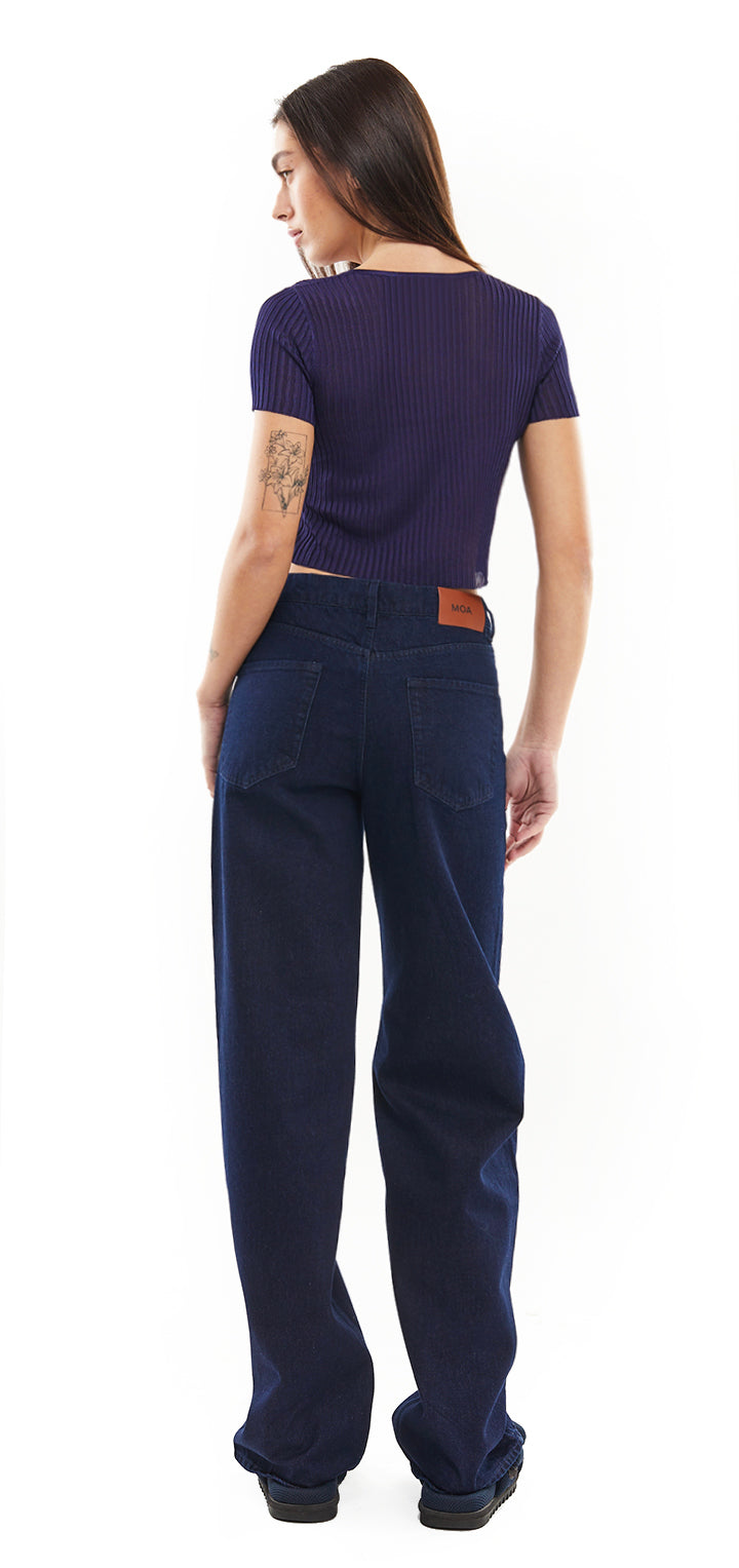 Moa high waist wide leg jeans- Dark Denim