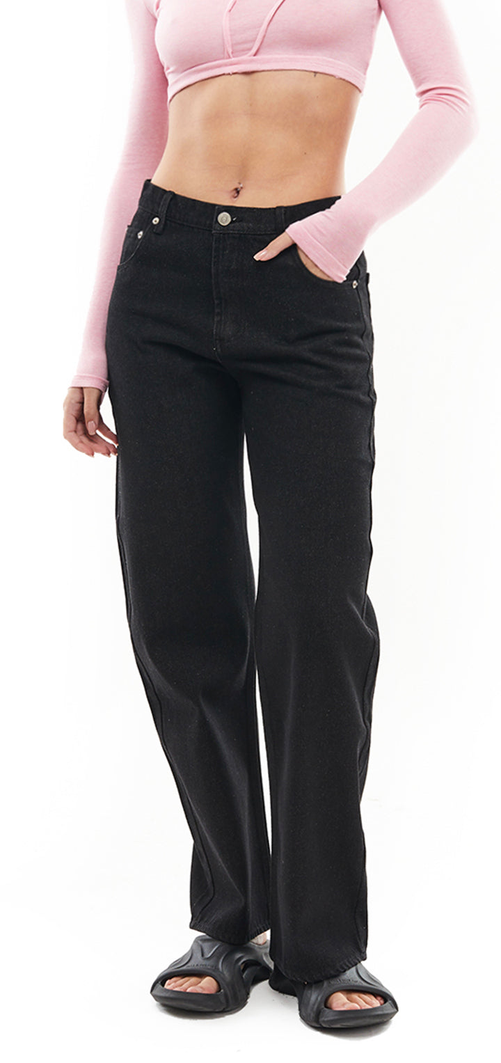 Moa high waist wide leg jeans- Black Denim