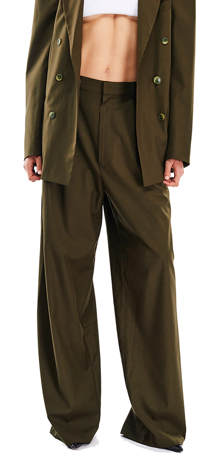 Hedi mid waist tailored pants - Olive green