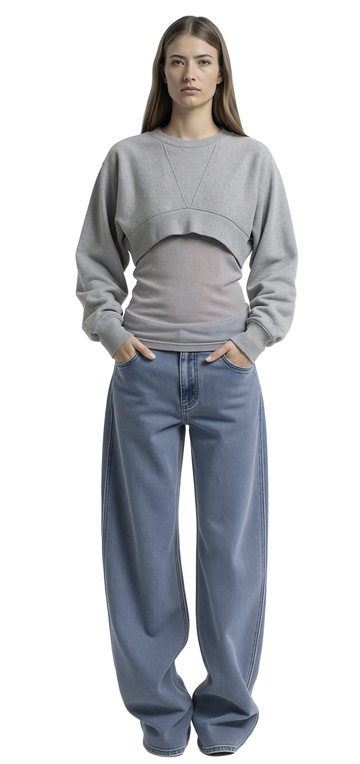 Crop sweatshirt - Light gray