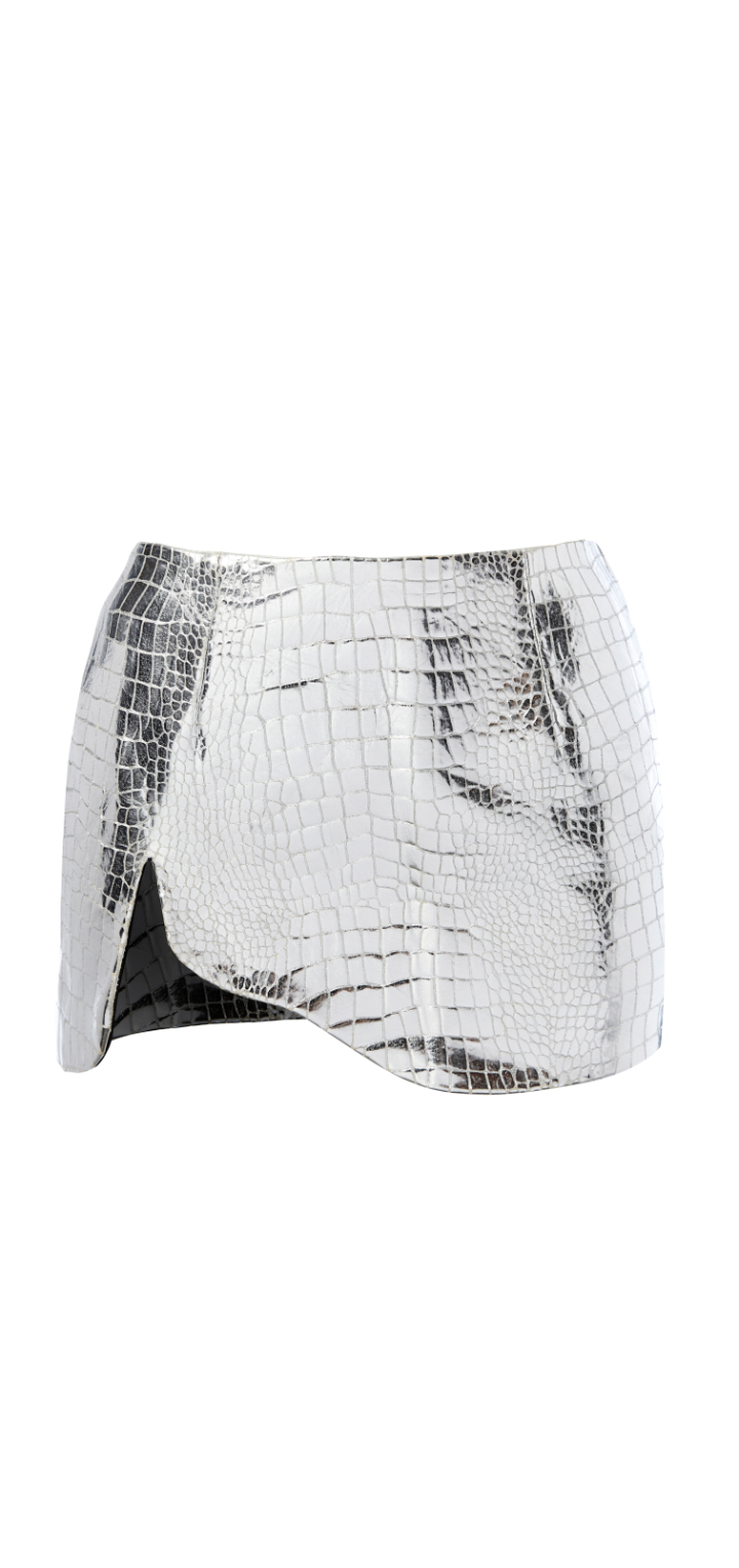 Ivy Leather Mini Skirt - Silver