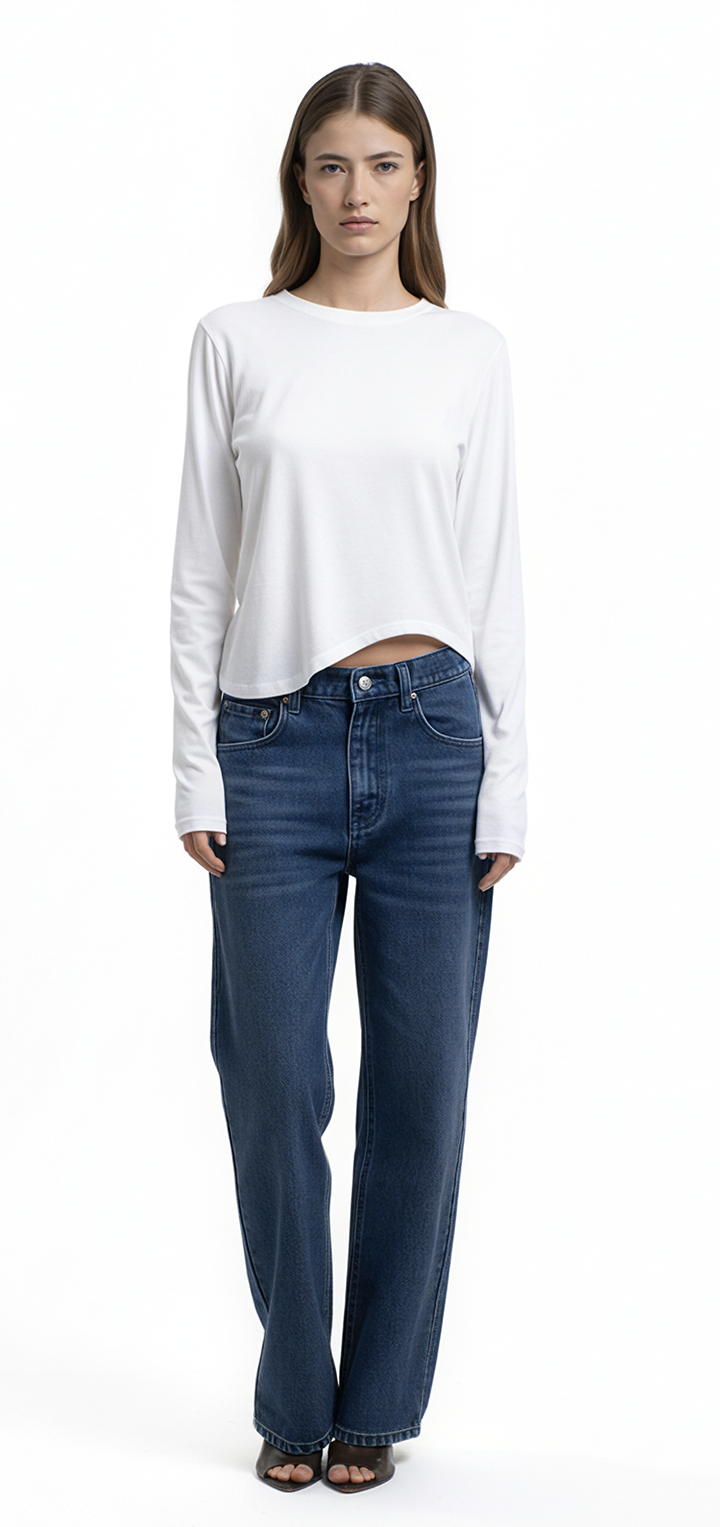 Light cotton long sleeved T shirt - white