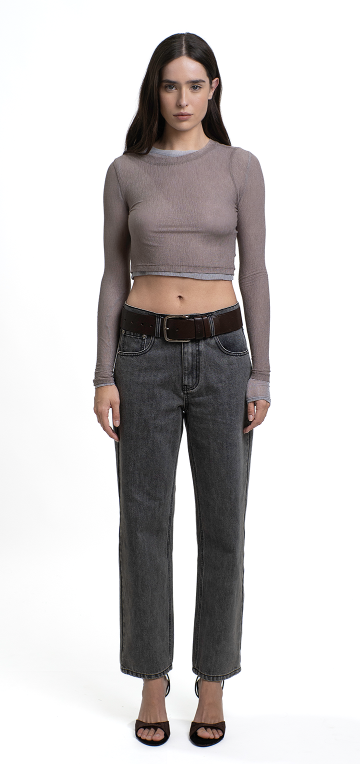 Moa hight waist straight leg jeans - Gray